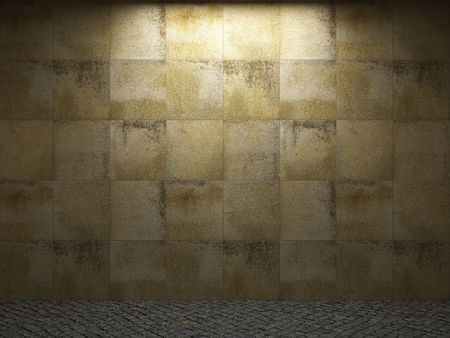 illuminated stone wallの写真素材