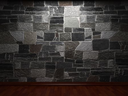 illuminated stone wallの写真素材