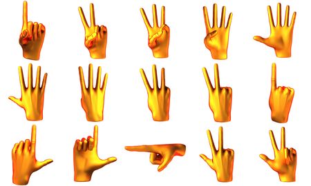 Counting orange hand isolated on white background