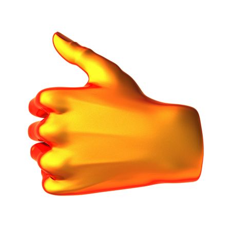 ok abstract orange hand isolated on white backgroundの写真素材