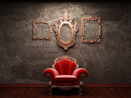 old concrete wall and chair の写真素材