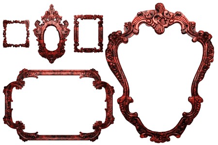 wooden antique frame made 3 D graphics の写真素材
