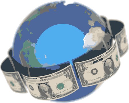 Dollar, covering the Earthのイラスト素材