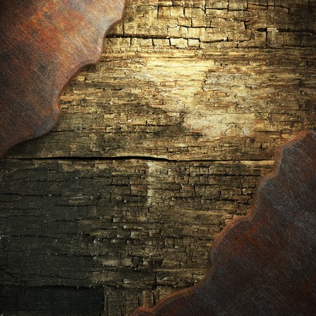 rusty metal and wood plate made in 3Dの写真素材
