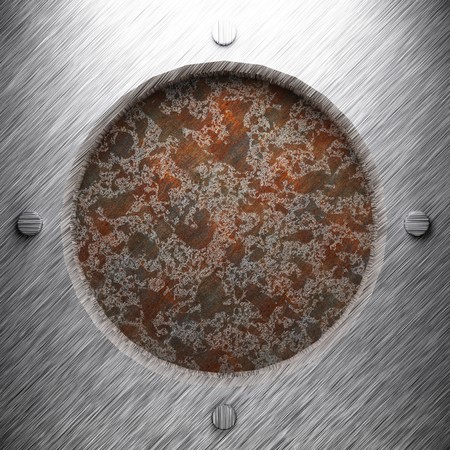 aluminum and rusty metal plate made in 3Dの写真素材