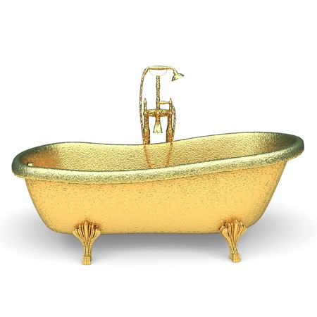 isolated golden Luxury bath made in 3d graphicsの写真素材