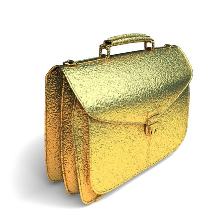 isolated golden Business briefcase made in 3d graphicsの写真素材
