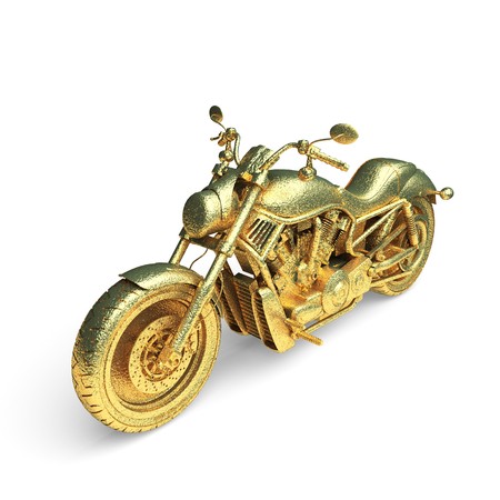 isolated golden motorcycle made in 3d graphicsの写真素材
