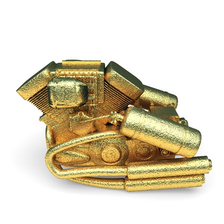 isolated golden motor made in 3d graphicsの写真素材