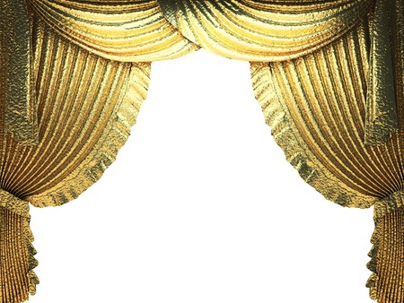 golden curtain opening scene made in 3dの写真素材