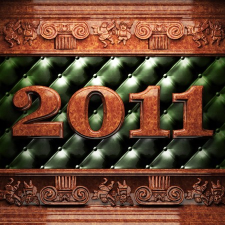 2011 red wood ornament on leather made in 3D