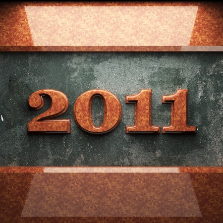 2011 red wood plate on concrete made in 3Dの写真素材