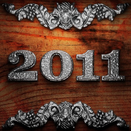 2011 iron ornament on wood made in 3D