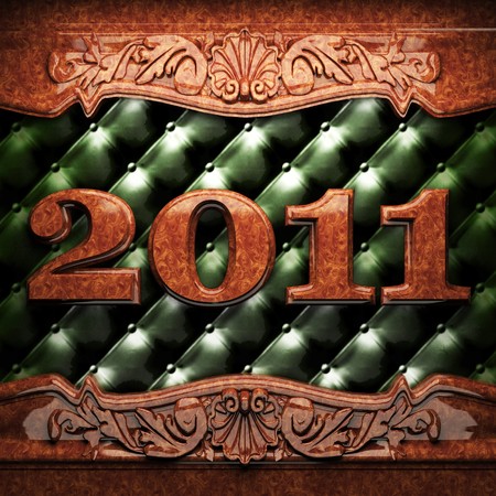 2011 red wood ornament on leather made in 3D