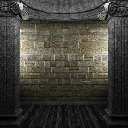 stone columns and wall made in 3Dの写真素材