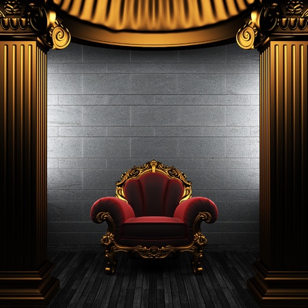 bronze columns and chair made in 3Dの写真素材