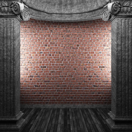 stone columns and wall made in 3Dの写真素材