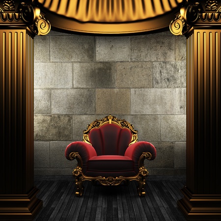 bronze columns and chair made in 3Dの写真素材