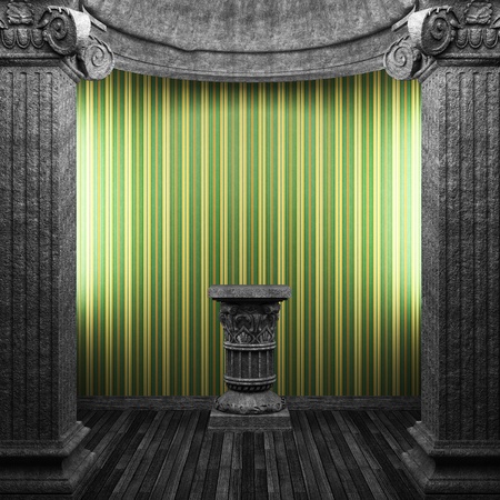 stone columns, pedestal and wallpaper made in 3Dの写真素材