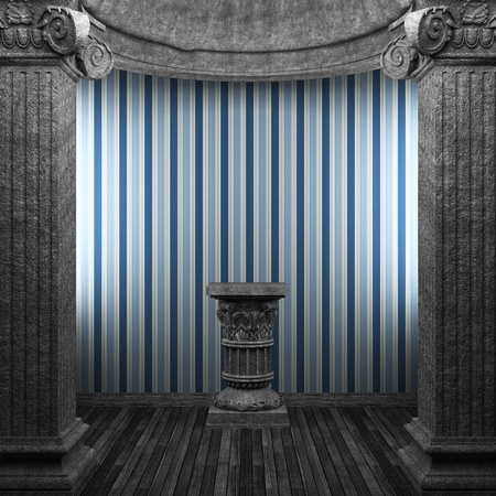 stone columns, pedestal and wallpaper made in 3Dの写真素材