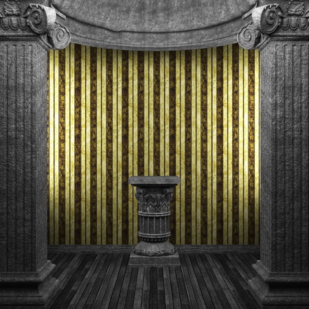 stone columns, pedestal and wallpaper made in 3Dの写真素材