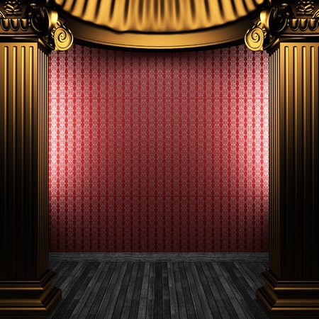 bronze columns and wallpaper の写真素材