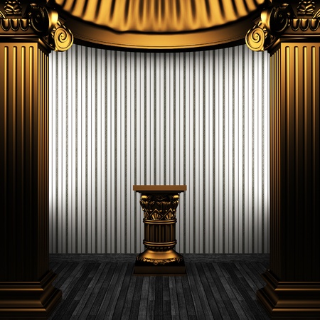 bronze columns, pedestal and wallpaper made in 3Dの写真素材