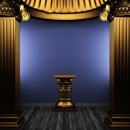 bronze columns, pedestal and wallpaper made in 3Dの写真素材