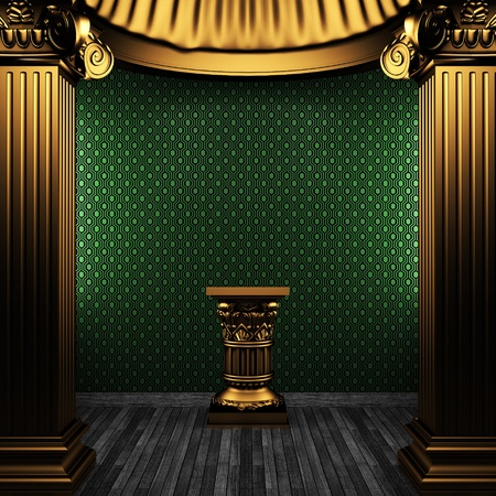 bronze columns, pedestal and wallpaper made in 3Dの写真素材