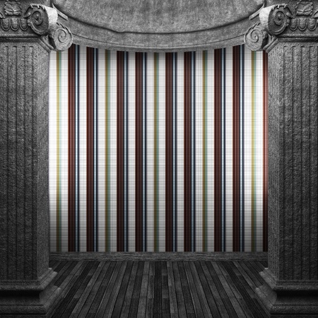 stone columns and tile wall made in 3Dの写真素材