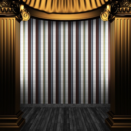 bronze columns and tile wall made in 3Dの写真素材
