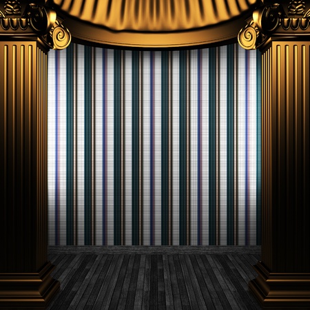 bronze columns and tile wall made in 3Dの写真素材