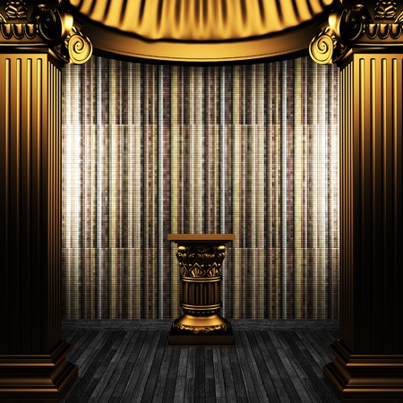 bronze columns, pedestal and tile wall made in 3Dの写真素材