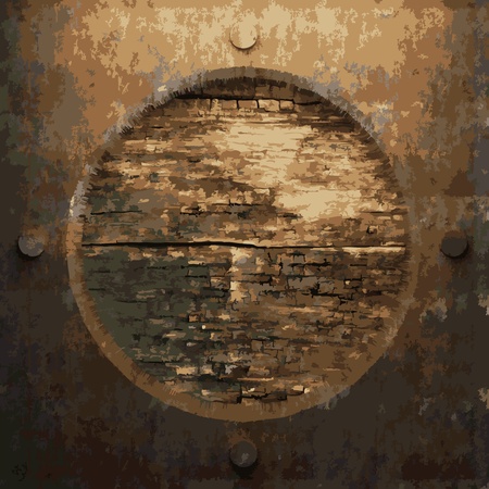 rusty metal and wood plate made in Vectorのイラスト素材