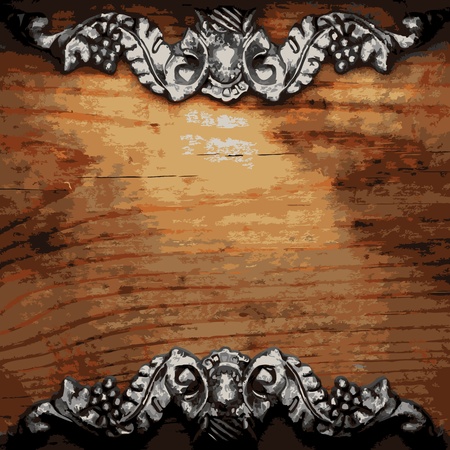 iron ornament on wood made in Vectorのイラスト素材