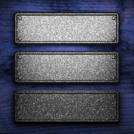 iron plate on wood made in 3Dの写真素材