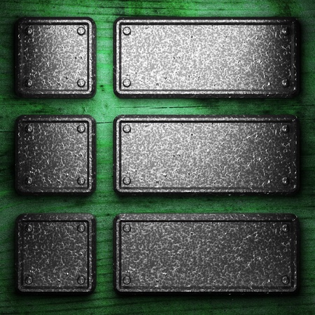 iron plate on wood made in 3Dの写真素材