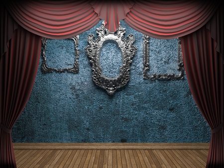 Red velvet curtain opening scene made in 3dの写真素材