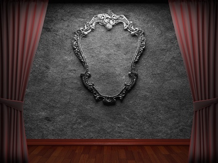 Red velvet curtain opening scene made in 3dの写真素材