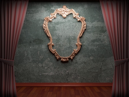 Red velvet curtain opening scene made in 3dの写真素材