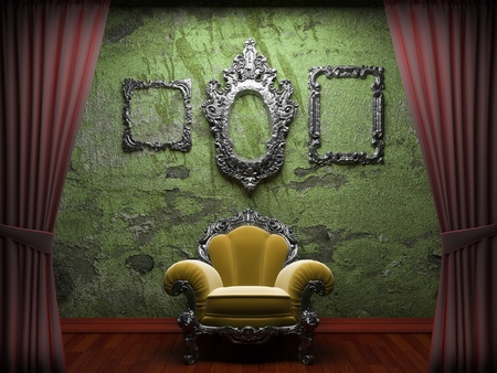 Red velvet curtain opening scene made in 3dの写真素材