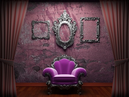 Red velvet curtain opening scene made in 3dの写真素材