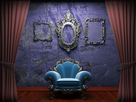 Red velvet curtain opening scene made in 3dの写真素材