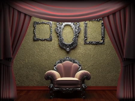 Red velvet curtain opening scene made in 3dの写真素材