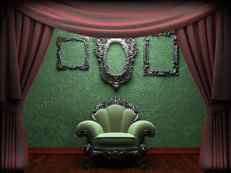 Red velvet curtain opening scene made in 3dの写真素材