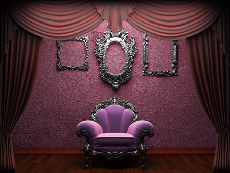 Red velvet curtain opening scene made in 3dの写真素材