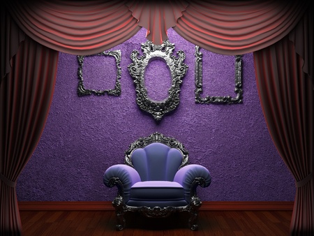 Red velvet curtain opening scene made in 3dの写真素材