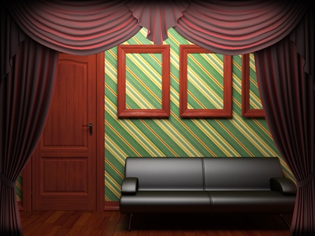 Red velvet curtain opening scene made in 3dの写真素材