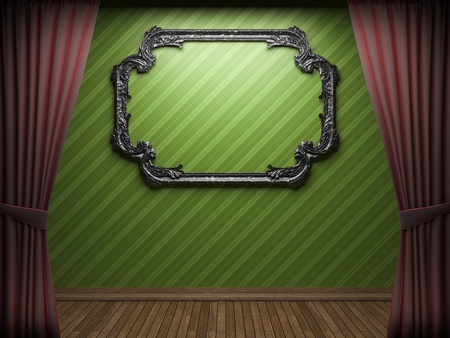 Red velvet curtain opening scene made in 3dの写真素材