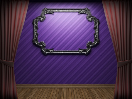 Red velvet curtain opening scene made in 3dの写真素材